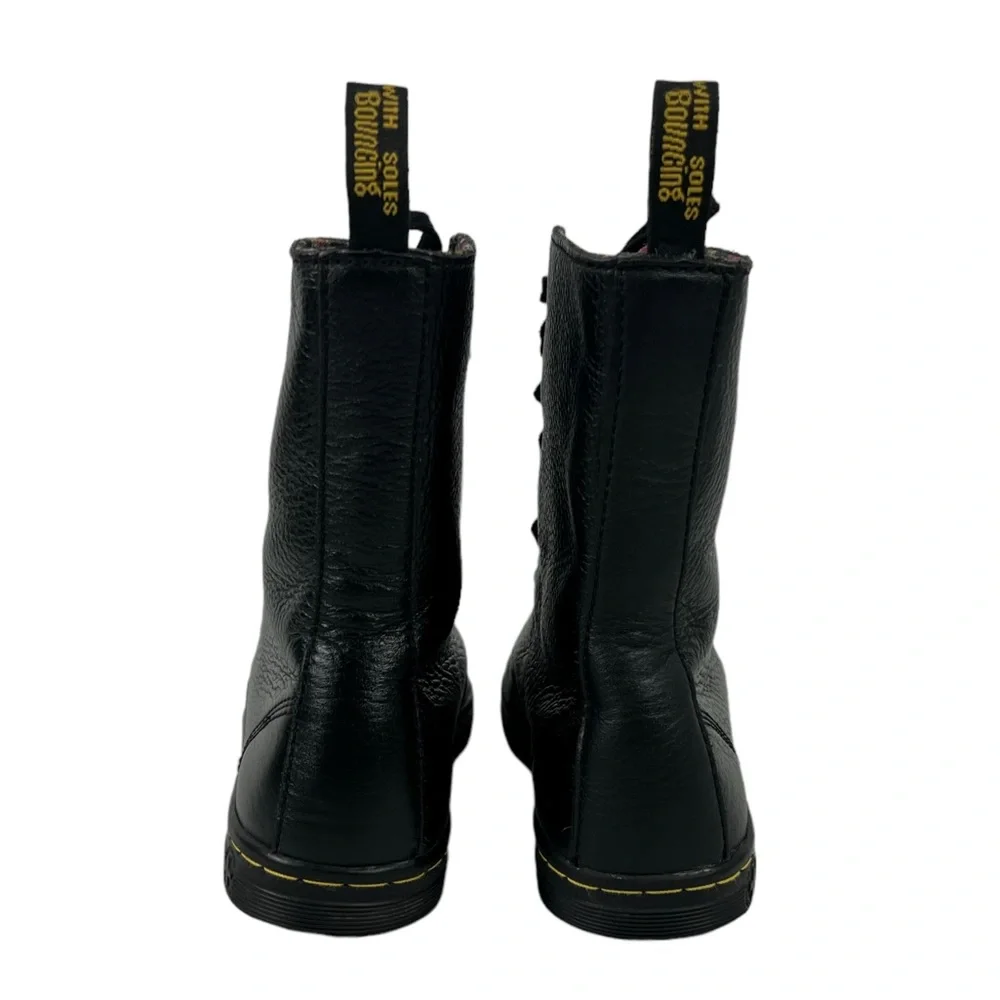 Dr. Doc Martens Boots Womens 8 Stratford Black Leather Shoes Floral Lined - Picture 6 of 12